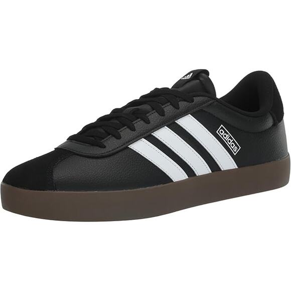 NWT adidas Men’s VL Court 3.0 Sneakers Black/White/Gum Size 7 Casual Shoes - Picture 2 of 6